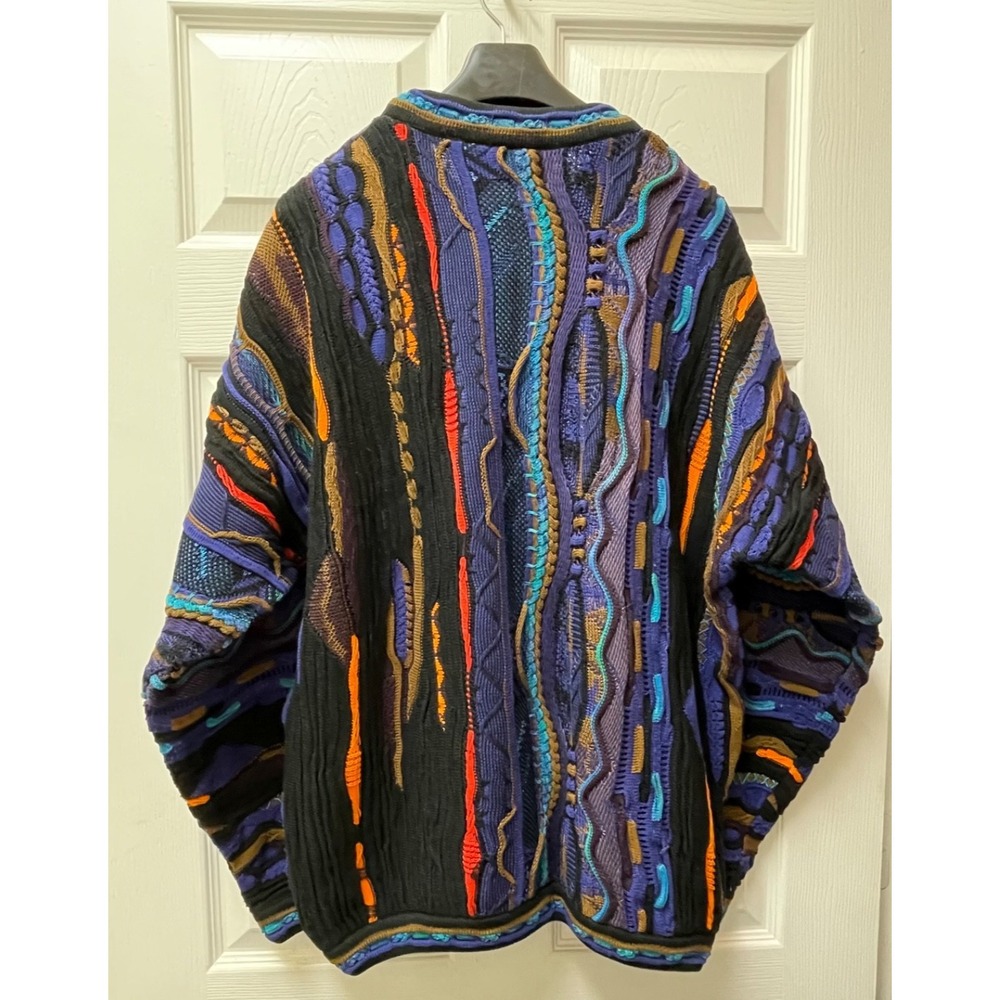 Vintage Tundra Men's Large Textured Sweater 3D Coogi Style Hip Hop Canada 90's - Picture 7 of 14